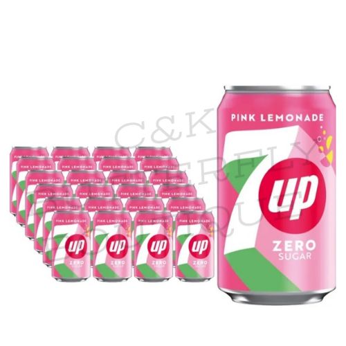7UP Pink Lemonade Zero Sugar – 24 Pack (330ml Cans) 🍋💗