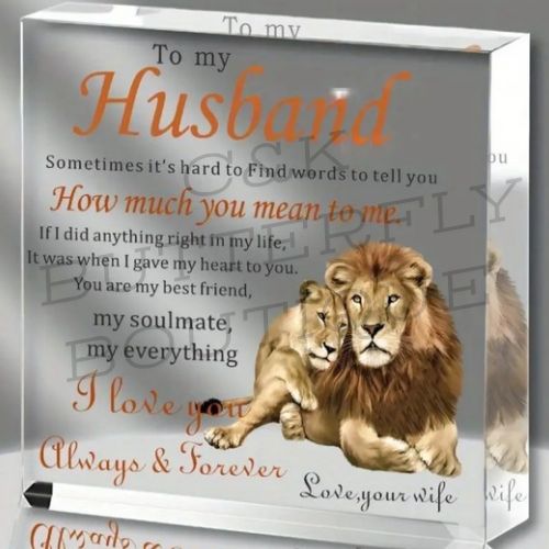 “To My Husband” Acrylic Keepsake Plaque – A Timeless Expression of Love 🦁❤️