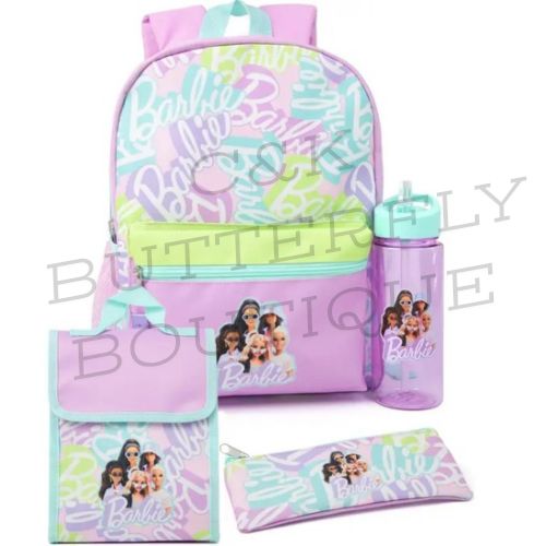 Barbie Kids Backpack School Set – 4-Piece Matching Bundle