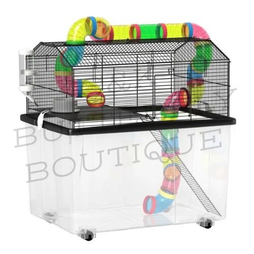 Hamster Cage with Tube Play System (2-Level Habitat)