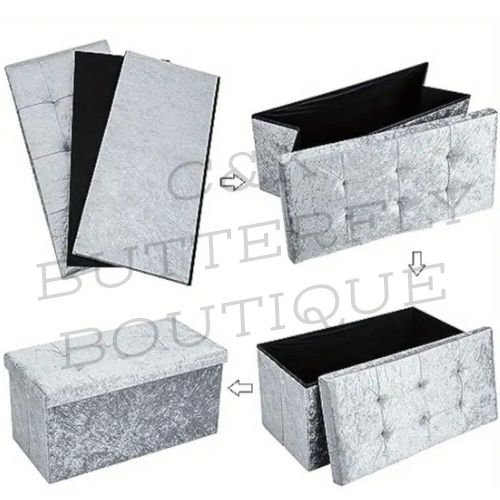 ✨ Foldable Velvet Storage Ottoman Box