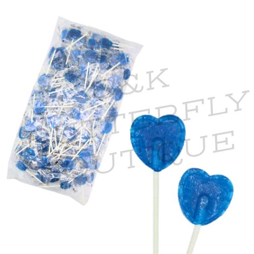 Blue Raspberry Heart Lollipops 1kg