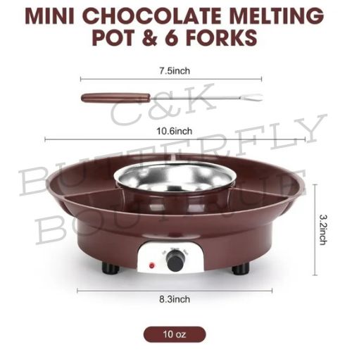 🍫 Mini Chocolate Melting Pot &amp; 6 Forks – 10oz