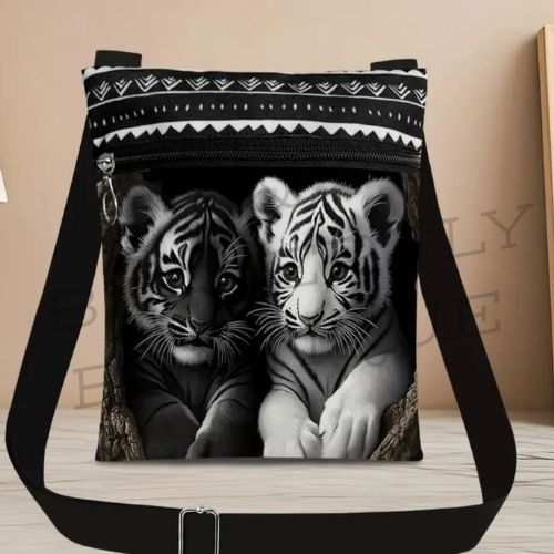🐯 Black &amp; White Tiger Cub Crossbody Bag