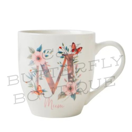 🌸 Personalised “M” Mum Mug – Floral Design