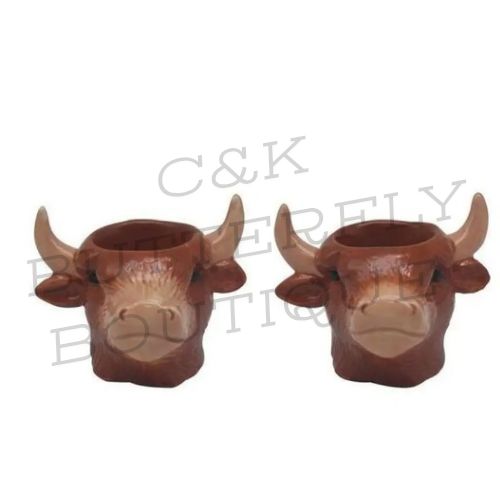 Rustic Highland Cow egg cups – Set of 2