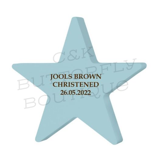 Personalised Wooden Blue Star Keepsake for Boys