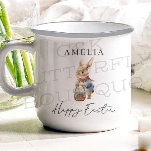 Personalised Easter Rabbit Enamel Mug