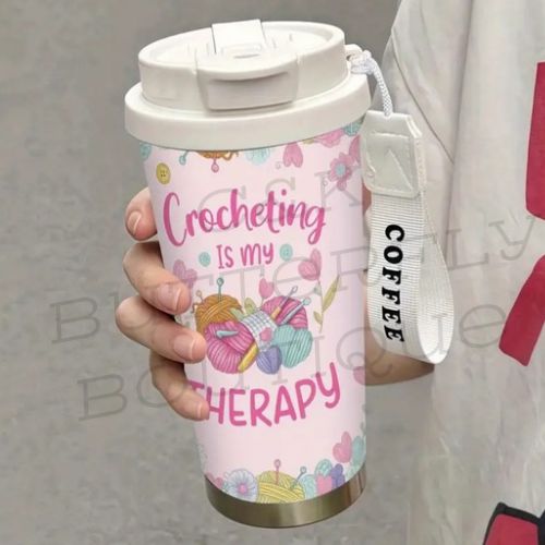 ☕ Crocheting Is My Therapy Travel Mug