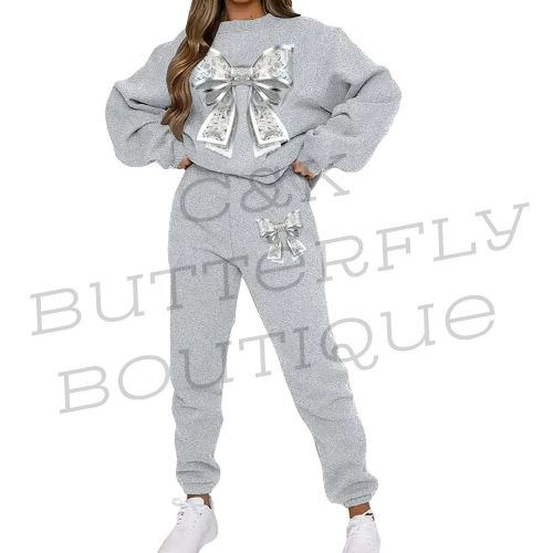 🎀 Women’s Bow Graphic Two-Piece Lounge Set