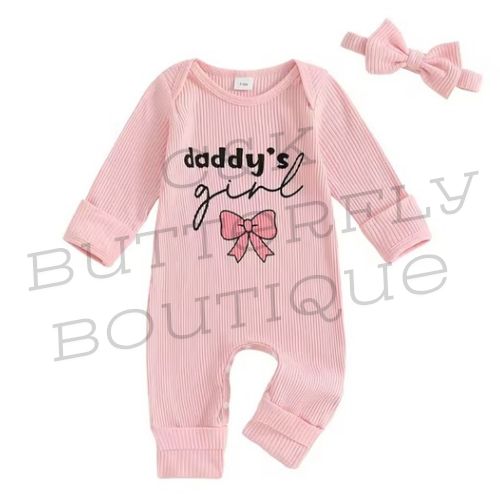 🎀 Baby Girl “Daddy’s Girl” Ribbed Romper Set