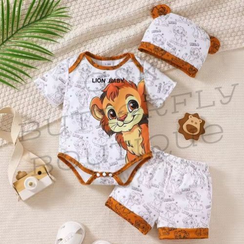 🦁 Baby Boy Lion 3-Piece Outfit Set