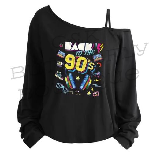 Back to the 90’s Off-Shoulder Sweatshirt
