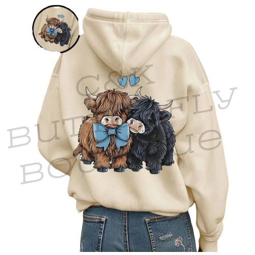Cute Highland Cow Graphic Hoodie