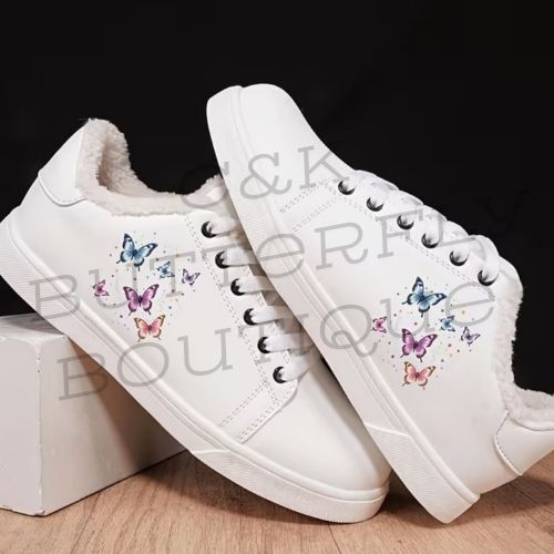 🦋 Women’s Butterfly Fur-Lined Sneakers
