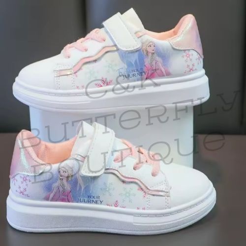 Kids Elsa Frozen Trainers – Hook &amp; Loop Sneakers