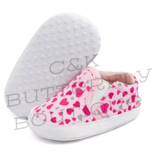 Baby Girls Heart Print Slip-On Shoes