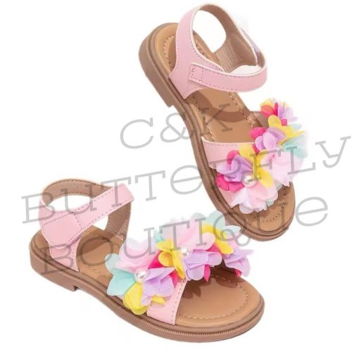 Girls Floral Strap Sandals