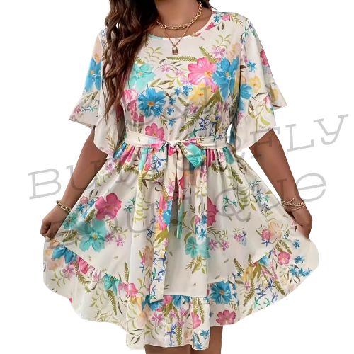Women’s Floral Belted Skater Dress