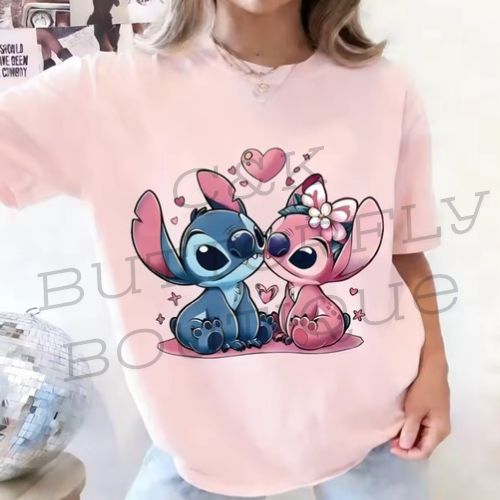 Cute Cartoon Couple Graphic T-Shirt