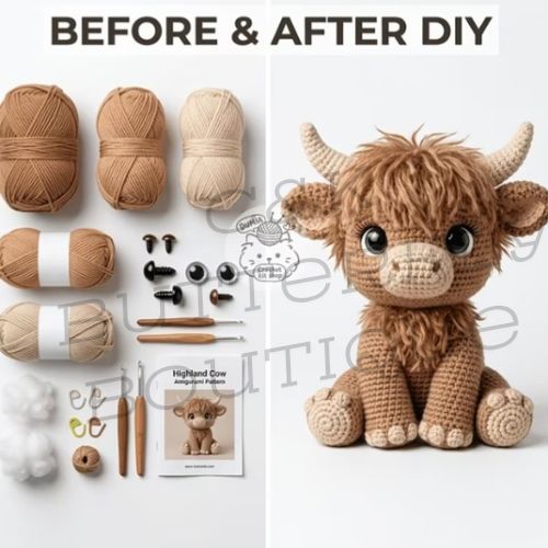 DIY Crochet Highland Cow Kit – Create Your Own Cute Companion