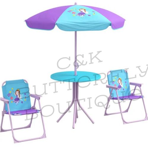 Kids Garden Table &amp; Chair Set with Parasol