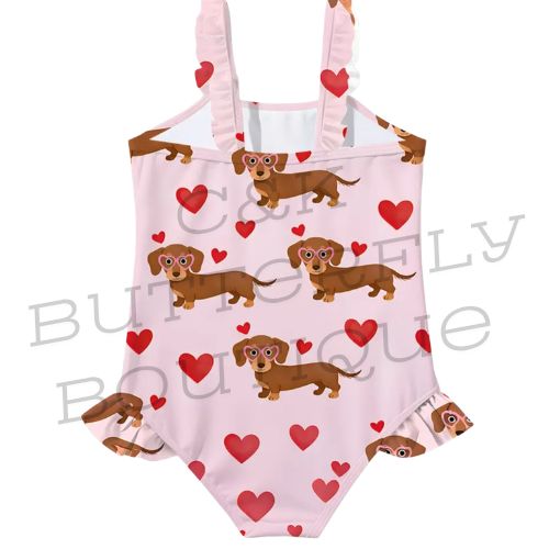 Cute Dachshund Girls Swimsuit