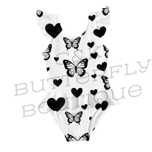 Butterfly &amp; Heart Girls Swimsuit