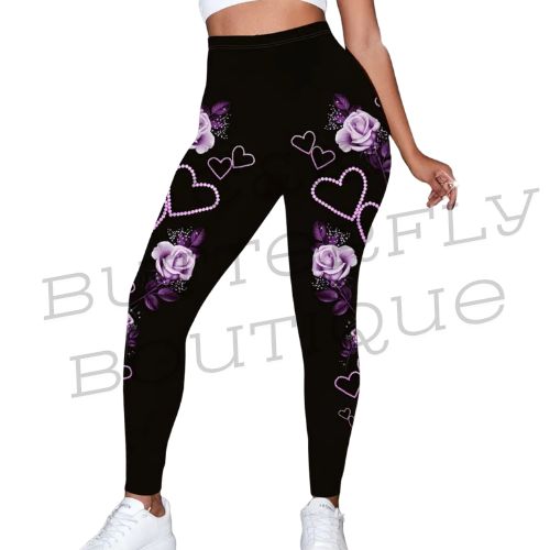 Floral Heart Print Leggings