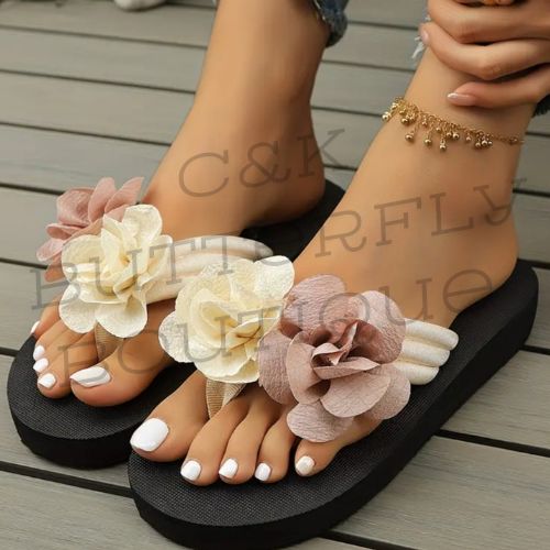 Floral Platform Flip-Flop Sandals