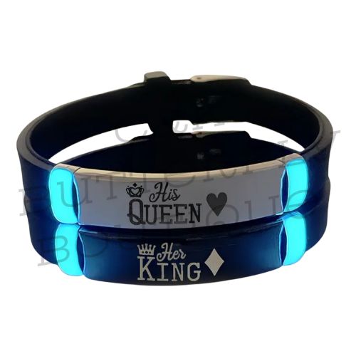 LED Couple Bracelets – “His Queen &amp; Her King