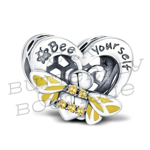 Bee Yourself Heart Honeycomb Charm Bead