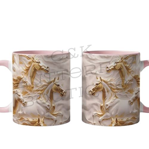 Elegant Horse Relief Ceramic Mug