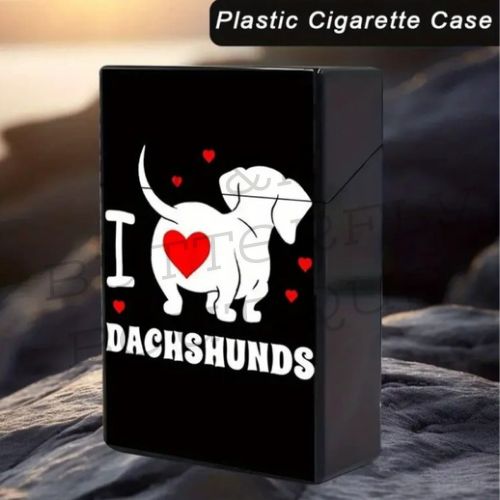 I Love Dachshunds Plastic Cigarette Case – Cute Dog Lover Pocket Holder