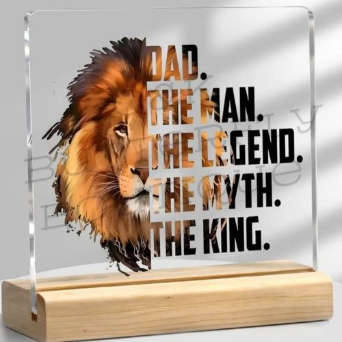 LED Acrylic Lion Plaque – Dad The Man The Legend The Myth The King