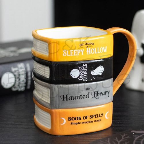 The Haunted Library Book Stack Mug Just Landed