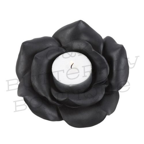 Black Rose Resin Tealight Candle Holder