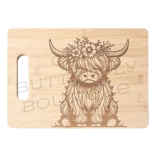 Highland Cow Bamboo Cutting Board