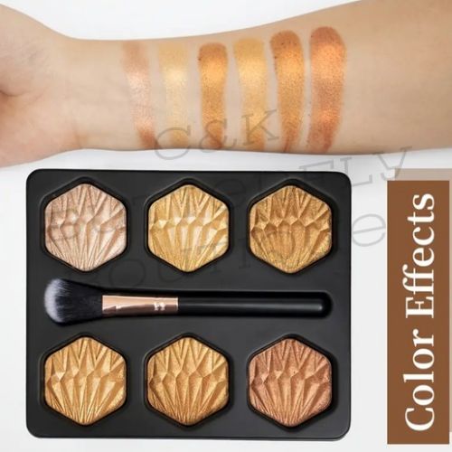 6-shade highlighting and shimmer makeup palette