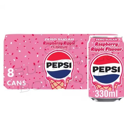 8-pack of Pepsi Zero Sugar Raspberry Ripple Flavour