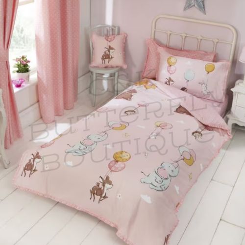 children's pink animal-themed bedding set