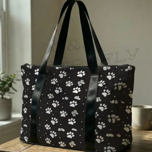 Large Paw Print Canvas Tote Bag