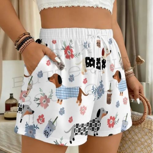 Women's Cute Dachshund Print Casual Shorts