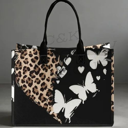 Women's Leopard Print Butterfly Tote Bag