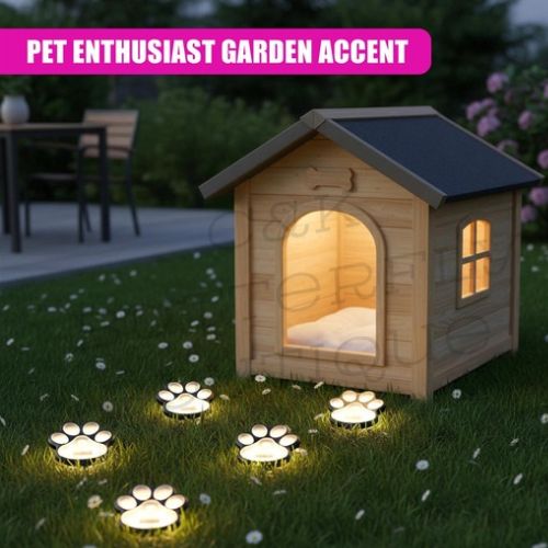 Paw Print Solar Stake Light, Set of 4