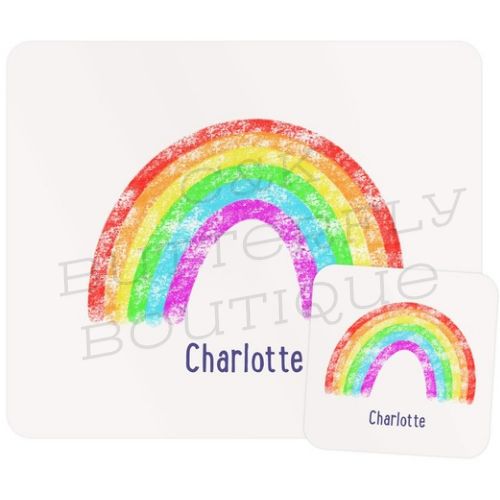 Personalised Placemat &amp; Coaster Set - Rainbow