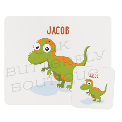 Personalised Placemat and Coaster Set - Dinosaur