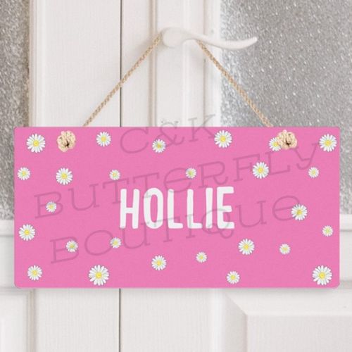 Personalised Wooden Hanging Sign - Daisy Design