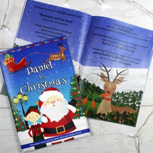 Personalised Boys "It's Christmas" Story Book, Featuring Santa and his Elf