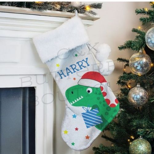 Personalised Dinosaur Christmas Stocking